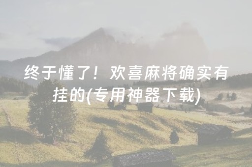 终于懂了！欢喜麻将确实有挂的(专用神器下载)