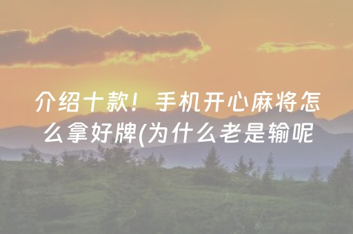 介绍十款！手机开心麻将怎么拿好牌(为什么老是输呢)