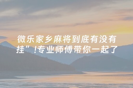 微乐家乡麻将到底有没有挂”!专业师傅带你一起了解（详细教程）-知乎