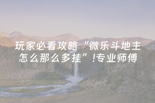 玩家必看攻略“微乐斗地主怎么那么多挂”!专业师傅带你一起了解（详细教程）-知乎