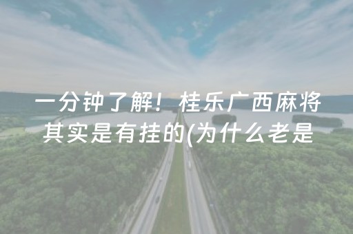 一分钟了解！桂乐广西麻将其实是有挂的(为什么老是输呢)