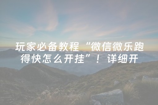 玩家必备教程“微信微乐跑得快怎么开挂”！详细开挂教程（确实真的有挂)-知乎