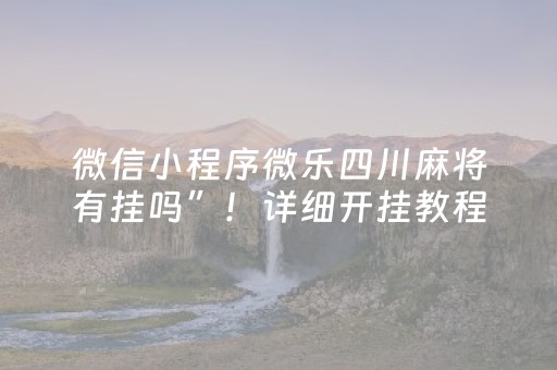 微信小程序微乐四川麻将有挂吗”！详细开挂教程（确实真的有挂)-知乎