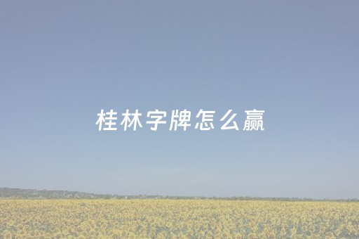 桂林字牌怎么赢（桂林字牌赢现金）