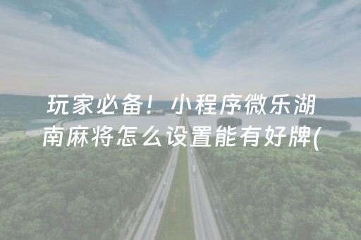 玩家必备！小程序微乐湖南麻将怎么设置能有好牌(助手神器外辅工具)