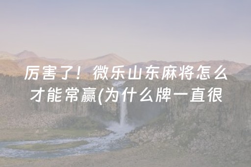 厉害了！微乐山东麻将怎么才能常赢(为什么牌一直很差)