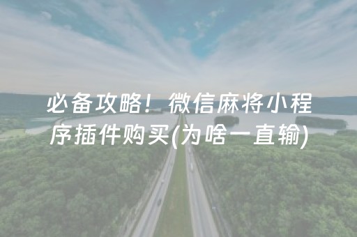 必备攻略！微信麻将小程序插件购买(为啥一直输)