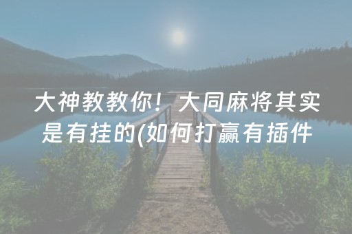 大神教教你！大同麻将其实是有挂的(如何打赢有插件吗)