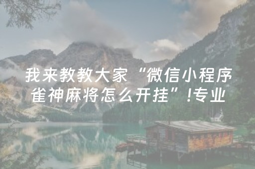 我来教教大家“微信小程序雀神麻将怎么开挂”!专业师傅带你一起了解（详细教程）-知乎