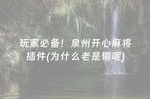 玩家必备！泉州开心麻将插件(为什么老是输呢)