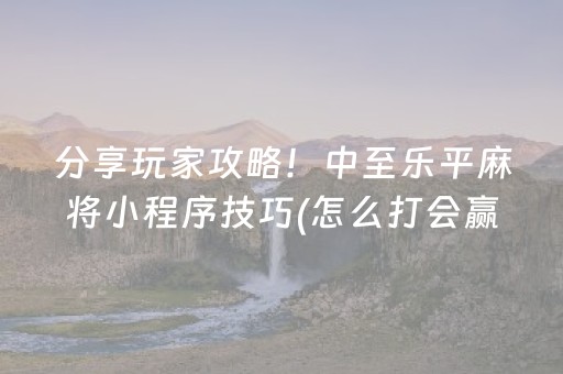 分享玩家攻略！中至乐平麻将小程序技巧(怎么打会赢)