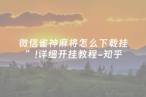 微信雀神麻将怎么下载挂”!详细开挂教程-知乎