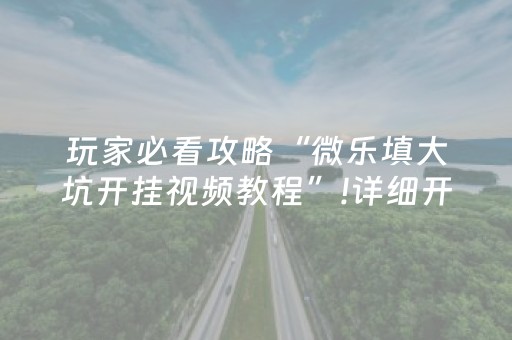 玩家必看攻略“微乐填大坑开挂视频教程”!详细开挂教程-知乎