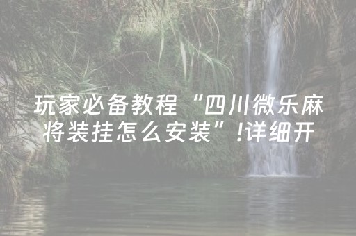 玩家必备教程“四川微乐麻将装挂怎么安装”!详细开挂教程-知乎