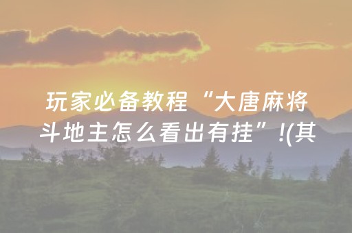 玩家必备教程“大唐麻将斗地主怎么看出有挂”!(其实确实有挂)-知乎