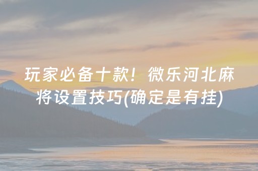 玩家必备十款！微乐河北麻将设置技巧(确定是有挂)