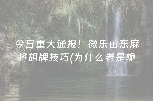 今日重大通报！微乐山东麻将胡牌技巧(为什么老是输呢)