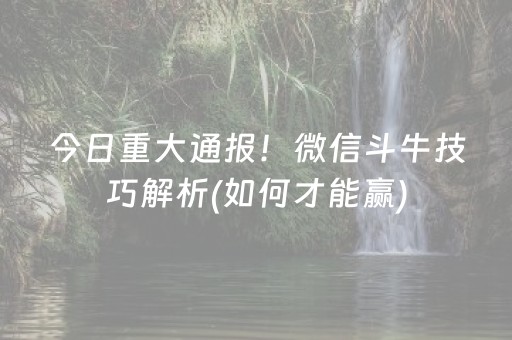 今日重大通报！微信斗牛技巧解析(如何才能赢)