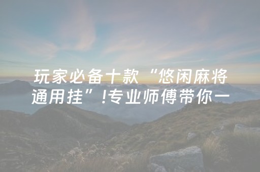 玩家必备十款“悠闲麻将通用挂”!专业师傅带你一起了解（详细教程）-知乎