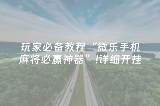 玩家必备教程“微乐手机麻将必赢神器”!详细开挂教程-知乎