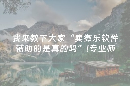 我来教下大家“卖微乐软件辅助的是真的吗”!专业师傅带你一起了解（详细教程）-知乎