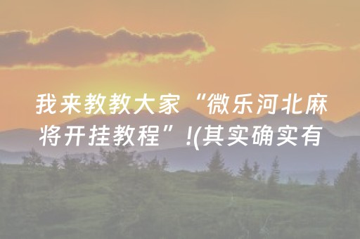 我来教教大家“微乐河北麻将开挂教程”!(其实确实有挂)-知乎