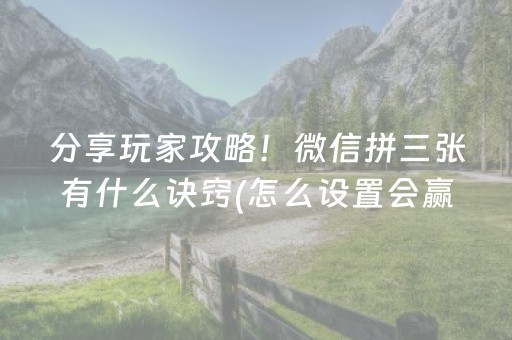 分享玩家攻略！微信拼三张有什么诀窍(怎么设置会赢)