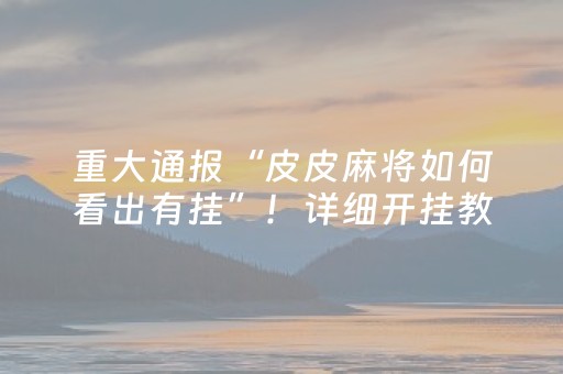 重大通报“皮皮麻将如何看出有挂”！详细开挂教程（确实真的有挂)-知乎