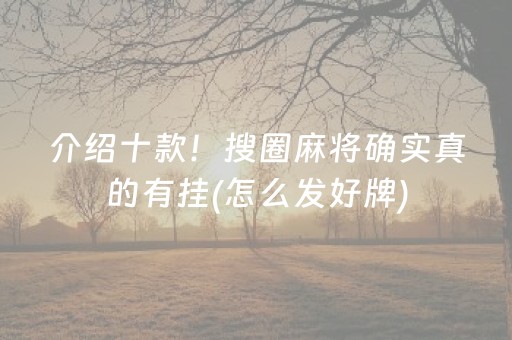 介绍十款！搜圈麻将确实真的有挂(怎么发好牌)