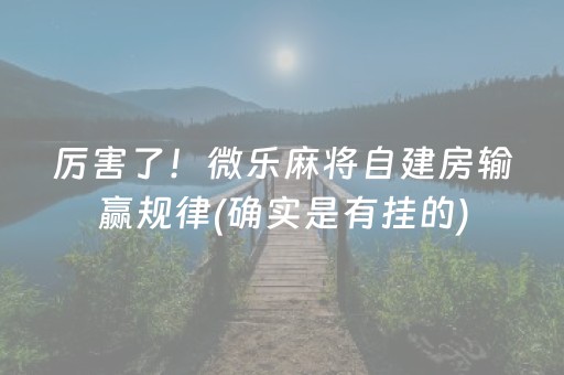 厉害了！微乐麻将自建房输赢规律(确实是有挂的)