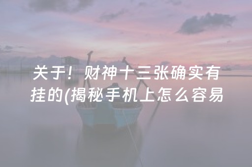 关于！财神十三张确实有挂的(揭秘手机上怎么容易赢)