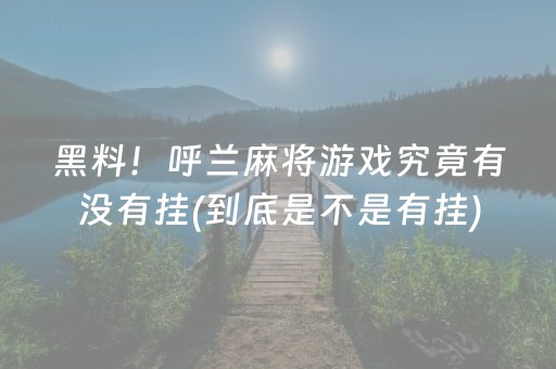 黑料！呼兰麻将游戏究竟有没有挂(到底是不是有挂)