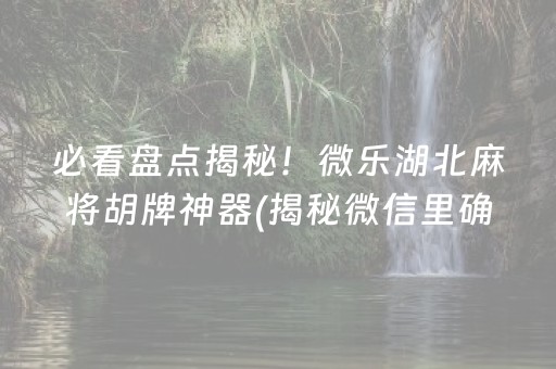 必看盘点揭秘！微乐湖北麻将胡牌神器(揭秘微信里确实有猫腻)