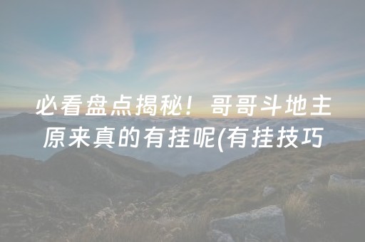 必看盘点揭秘！哥哥斗地主原来真的有挂呢(有挂技巧辅助器)