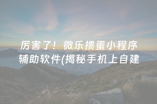 厉害了！微乐掼蛋小程序辅助软件(揭秘手机上自建房怎么赢)