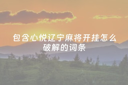 包含心悦辽宁麻将开挂怎么破解的词条