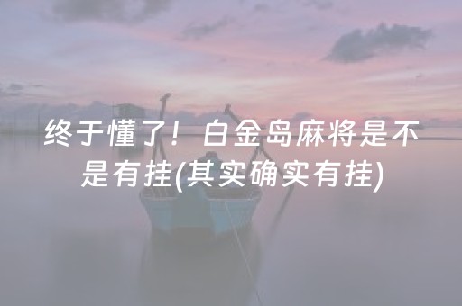 终于懂了！白金岛麻将是不是有挂(其实确实有挂)