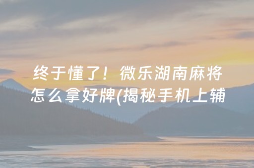 终于懂了！微乐湖南麻将怎么拿好牌(揭秘手机上辅牌器)