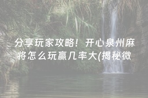 分享玩家攻略！开心泉州麻将怎么玩赢几率大(揭秘微信里输赢技巧)