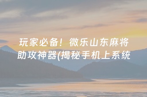 玩家必备！微乐山东麻将助攻神器(揭秘手机上系统发好牌)