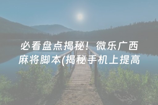 必看盘点揭秘！微乐广西麻将脚本(揭秘手机上提高胜率)