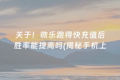 关于！微乐跑得快充值后胜率能提高吗(揭秘手机上助赢神器购买)