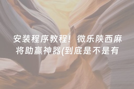 安装程序教程！微乐陕西麻将助赢神器(到底是不是有挂)