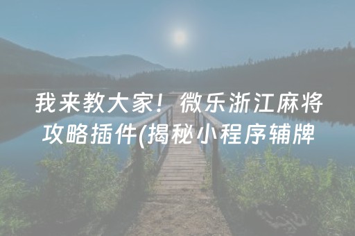 我来教大家！微乐浙江麻将攻略插件(揭秘小程序辅牌器)