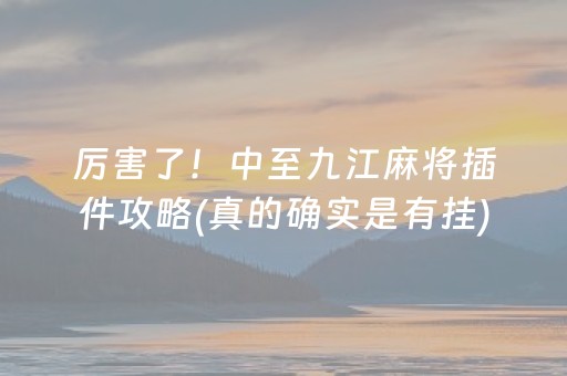 厉害了！中至九江麻将插件攻略(真的确实是有挂)