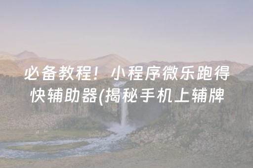 必备教程！小程序微乐跑得快辅助器(揭秘手机上辅牌器)