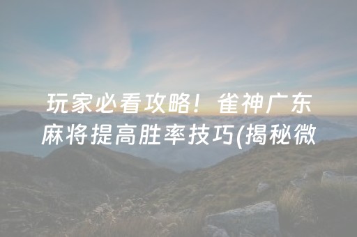 玩家必看攻略！雀神广东麻将提高胜率技巧(揭秘微信里输赢技巧)