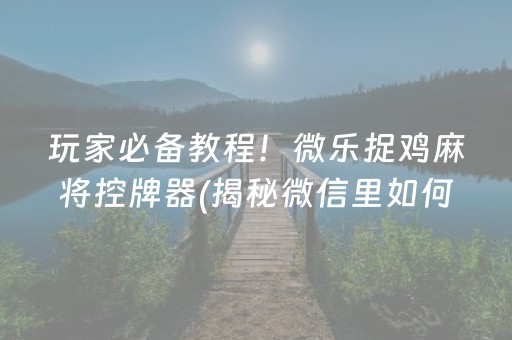 玩家必备教程！微乐捉鸡麻将控牌器(揭秘微信里如何让牌变好)