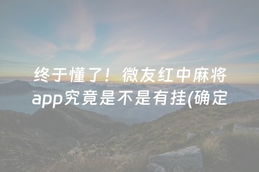 终于懂了！微友红中麻将app究竟是不是有挂(确定是有挂)