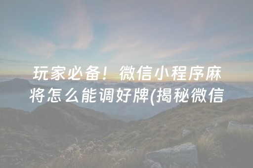 玩家必备！微信小程序麻将怎么能调好牌(揭秘微信里赢牌的技巧)